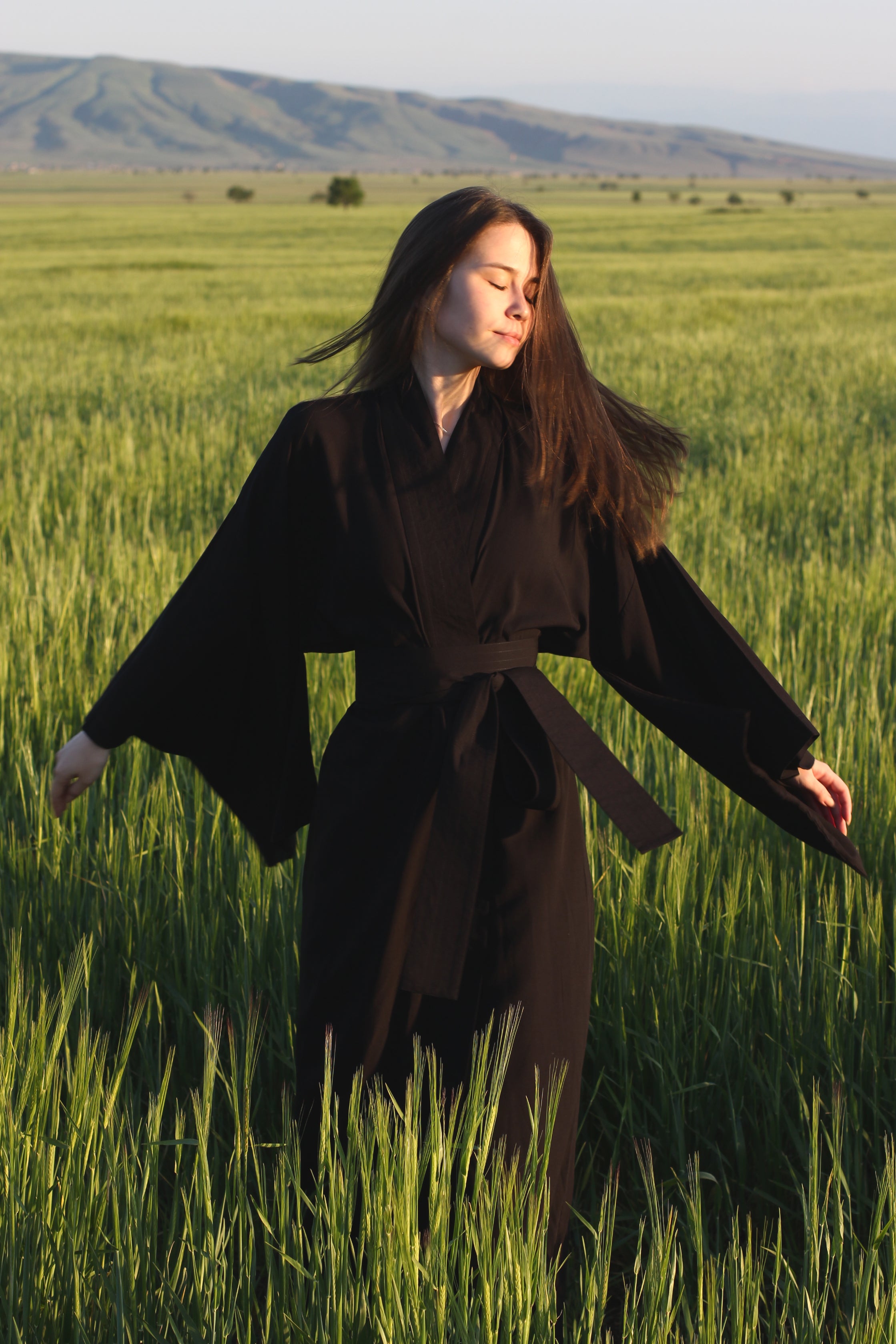 Japanese Kimono Long Breeze - Black
