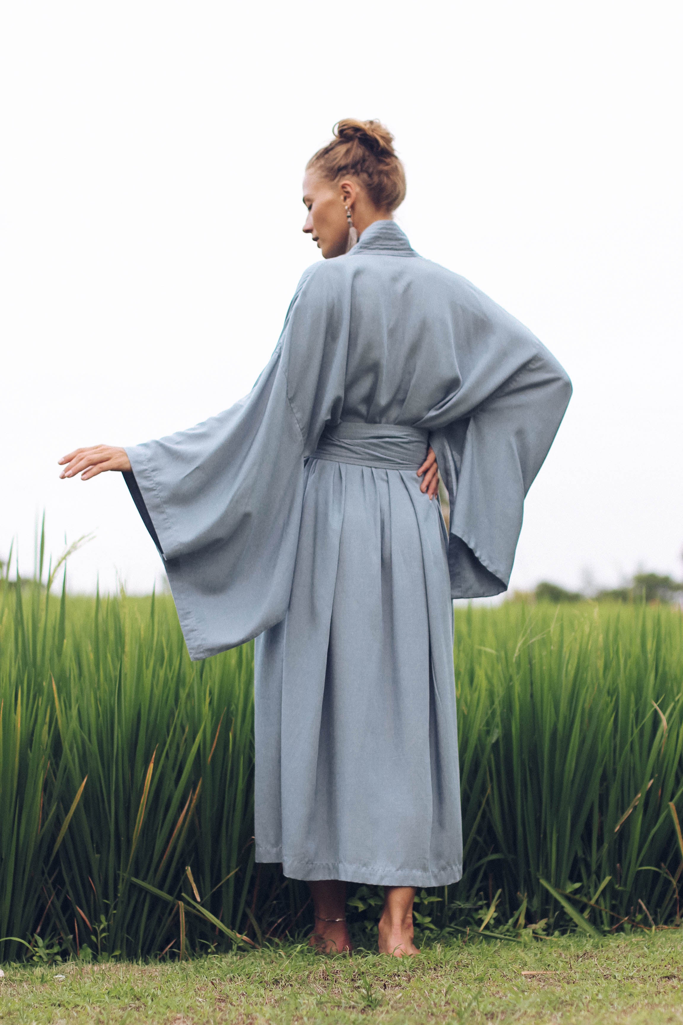 Japanese Kimono Long Breeze - Light Blue