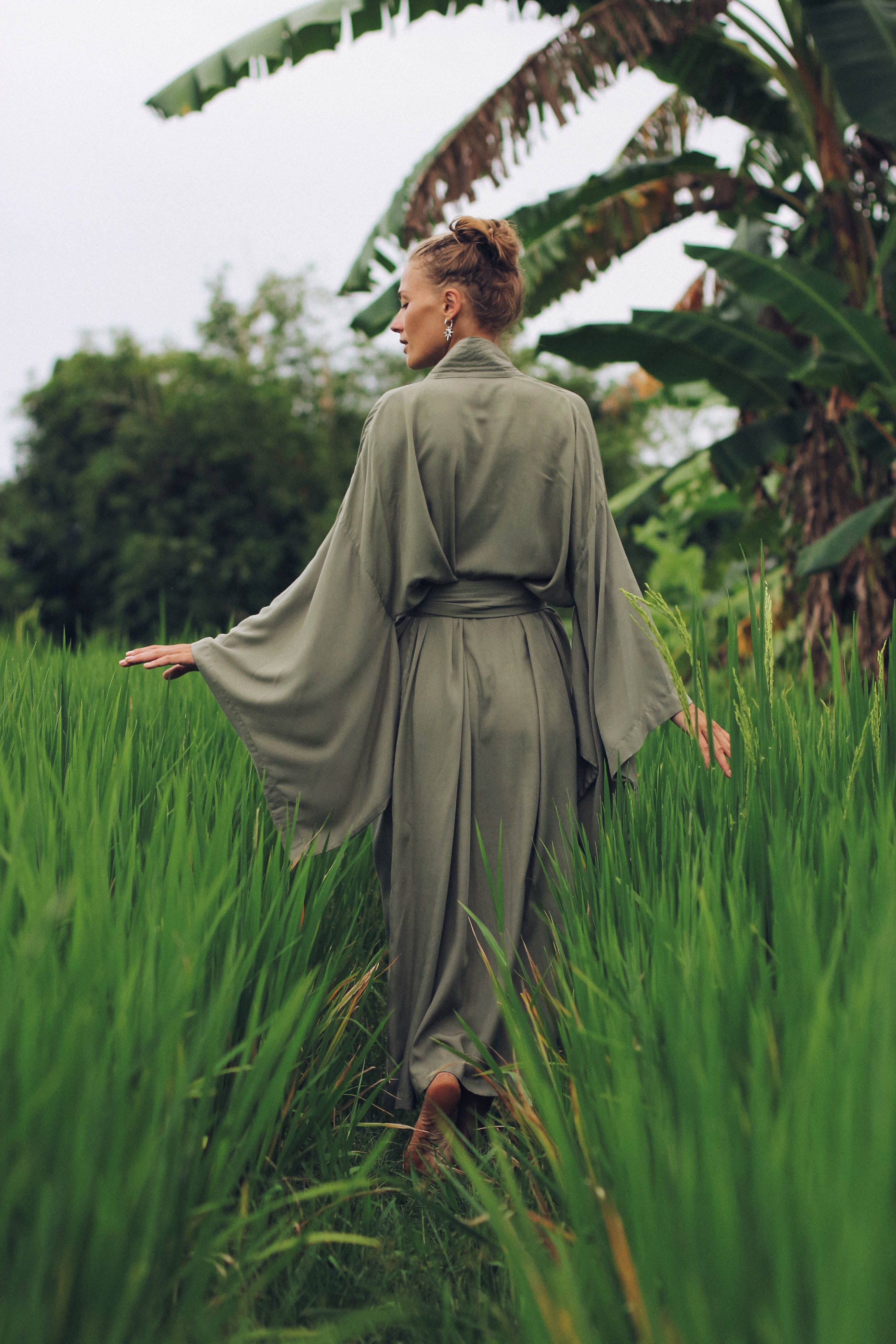 Japanese Kimono Long Breeze - Olive