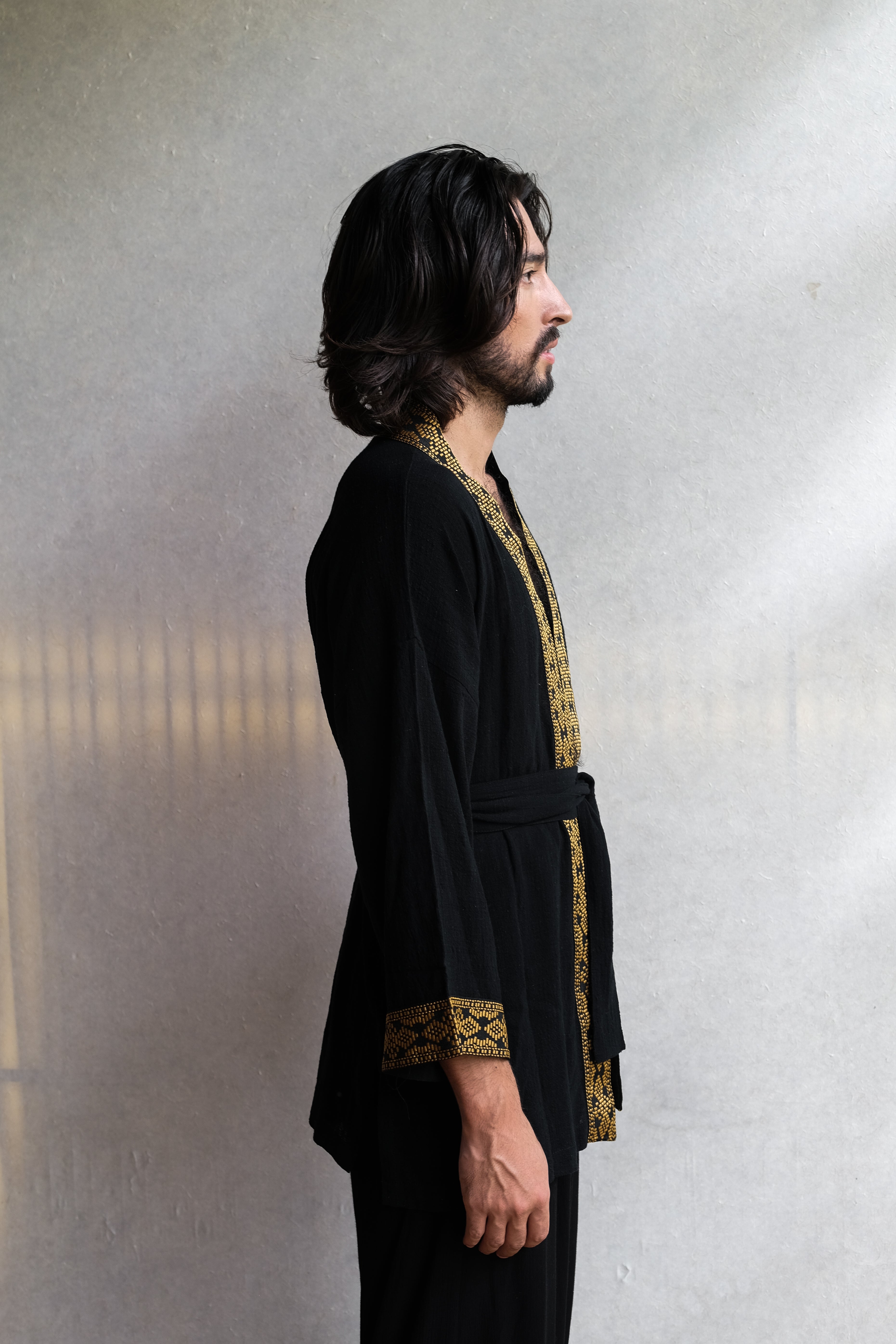 Short Kimono - Black/Yellow